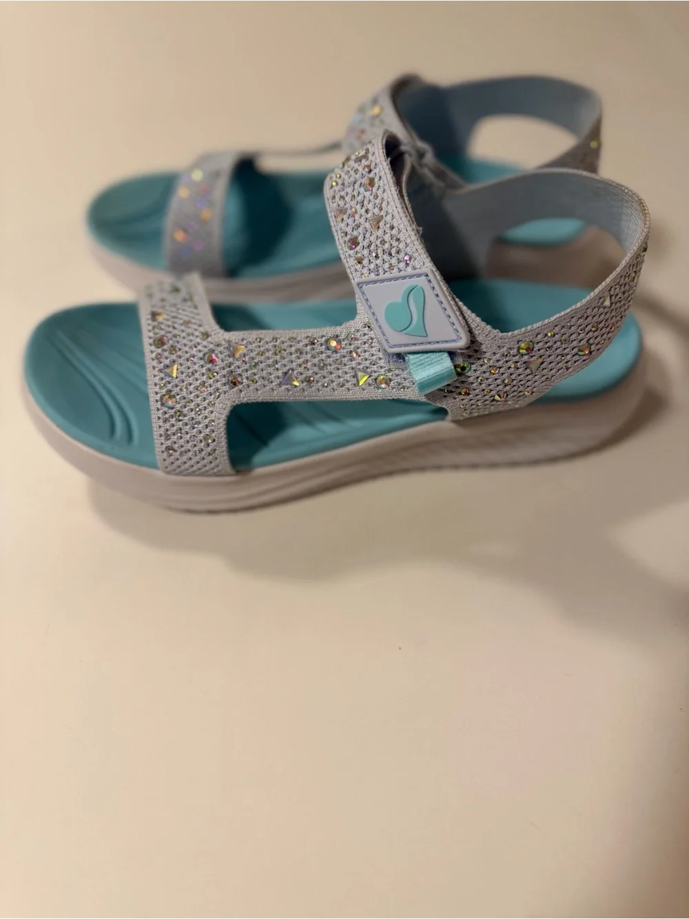 Skechers Girls Light Blue Sparkle Strap Sandals